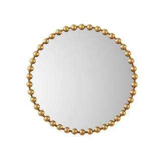 Marlowe Gold 36 in. Dia Beaded Round Wall Mirror | The Home Depot