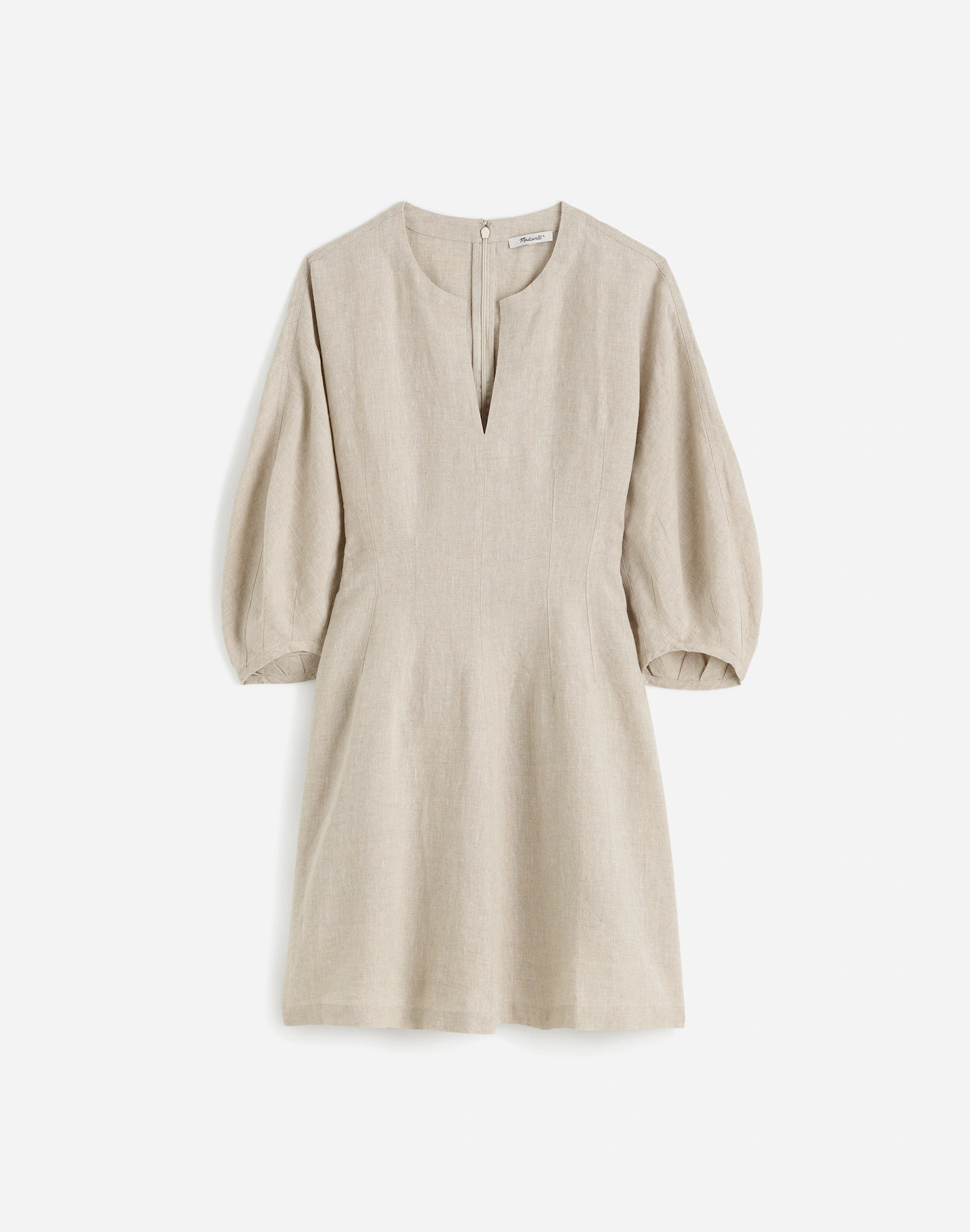 Splitneck Mini Dress in 100% Linen | Madewell
