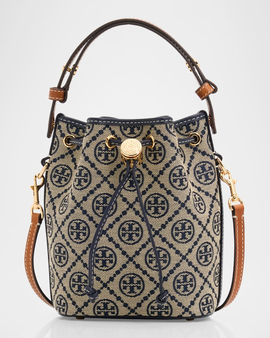 Tory Burch T Monogram Mini Jacquard Bucket Bag | Neiman Marcus
