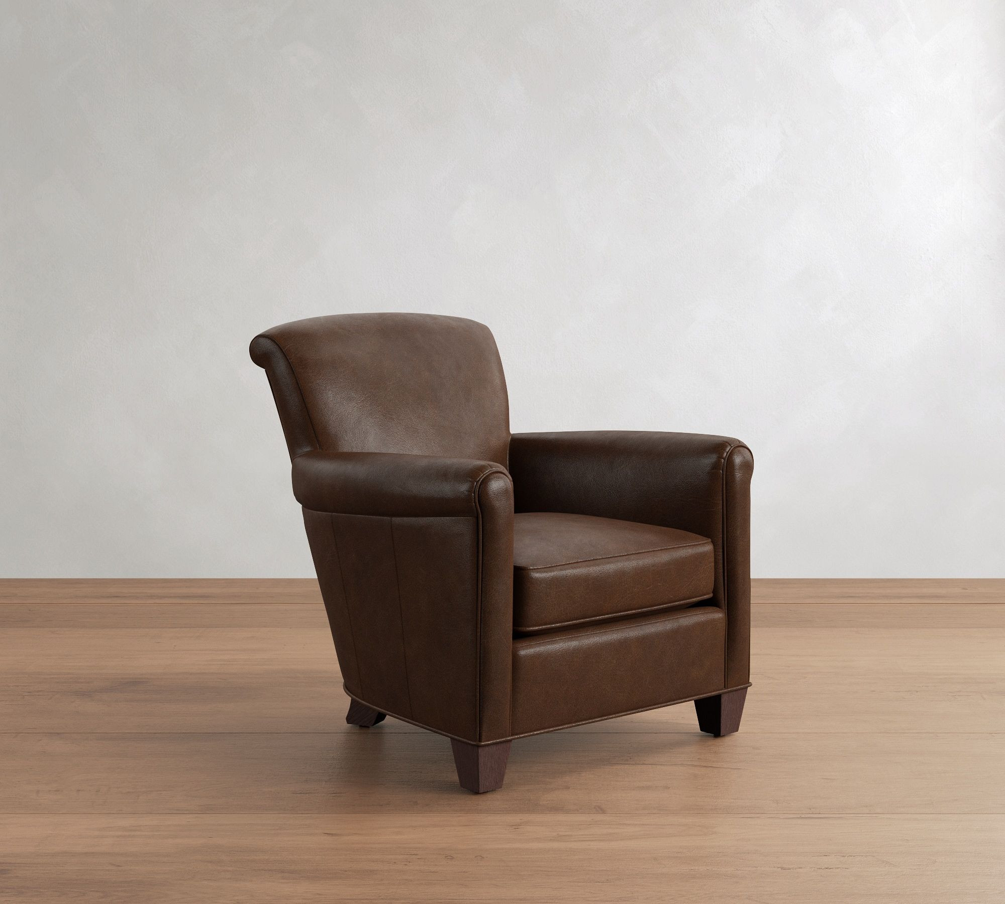 Irving Roll Leather Armchair with Seadrift Frame, Polyester Wrapped Cushions, Burnished Saddle | Pottery Barn (US)