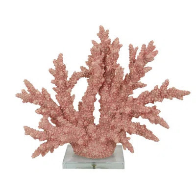 Coral Tabletop Decoration, Pink Resin With Acrylic Base, 13 Inch | Wayfair North America
