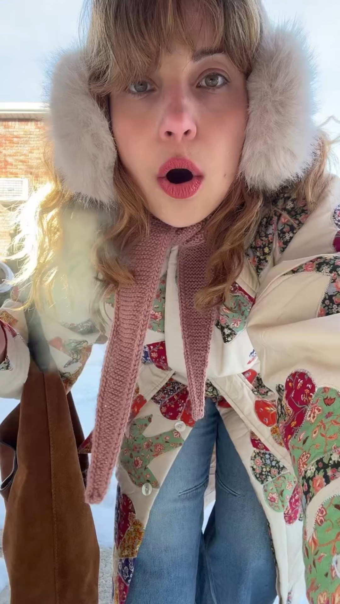 My best attempt at looking cute in this frigid weather, featuring Sezane x Sea NY coat, Steve Madden Lug Boots, and my freshly finished Sophie Scarf.