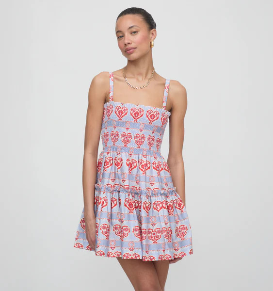 The Seraphina Mini Nap Dress - Poppy Damask Stripe | Hill House Home US