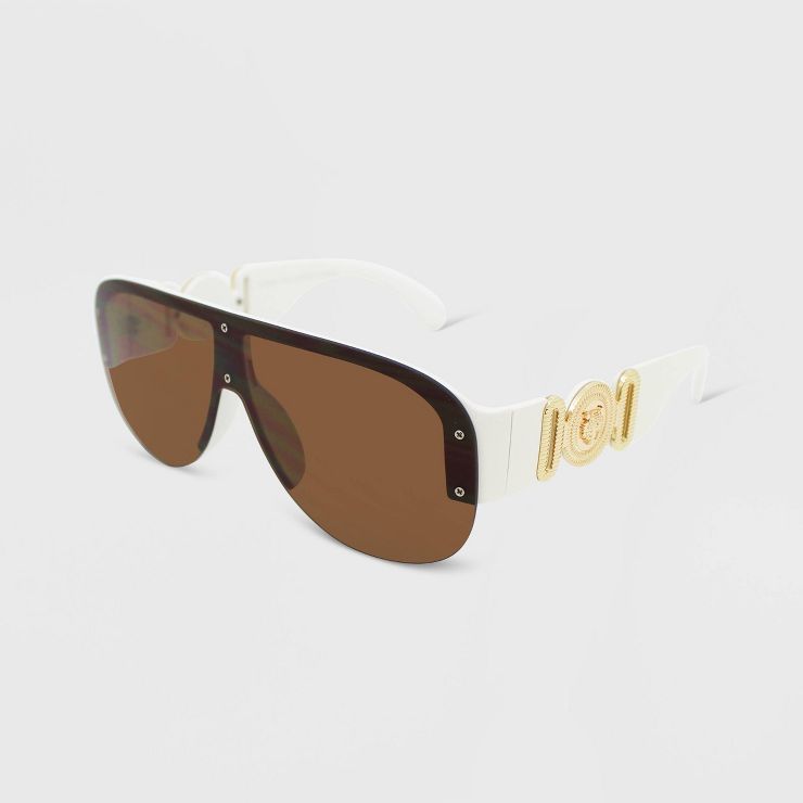 Women's Oversized Shield Sunglasses - Wild Fable™ Ivory | Target