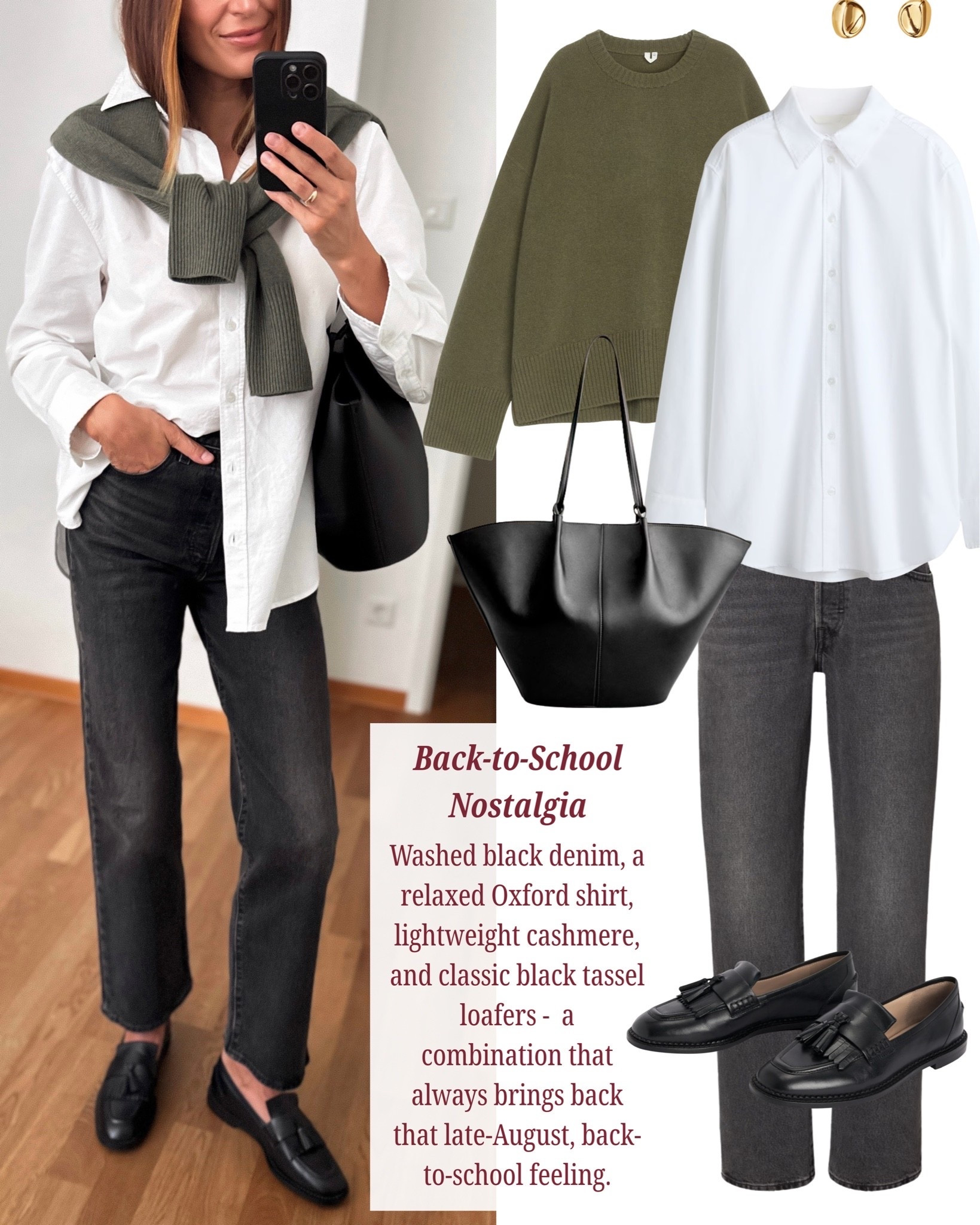 Pre-Fall / Back- to-School  outfit idea 🍂
- shoes - @Boden (US) - tts 
- shirt runs big, wearing small, also linked alternatives that are not as boxy/oversized
- bag - old @SEZANE 

#autumnstyle #autumoutfit #falllook #ad #classiclook @Boden (UK)

#LTKworkwear #LTKautumn #LTKstyletip