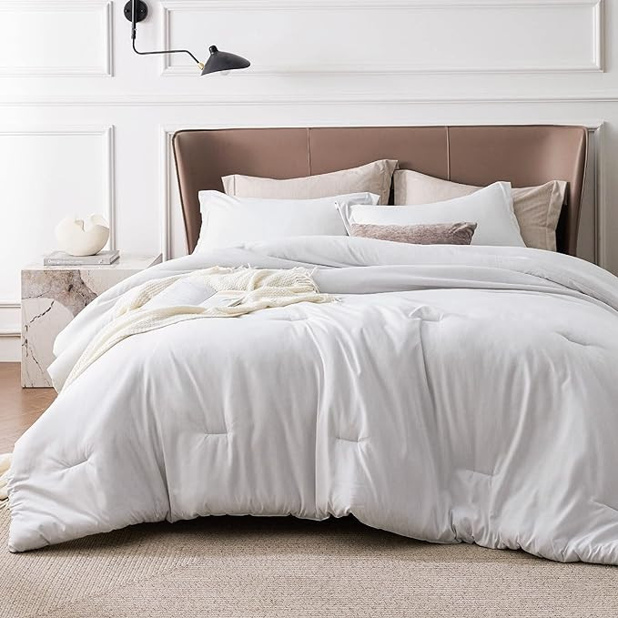 Bedsure Oversized King Comforter Set - Grayish White Soft Bedding for All Seasons, Cationic Dyed ... | Amazon (US)
