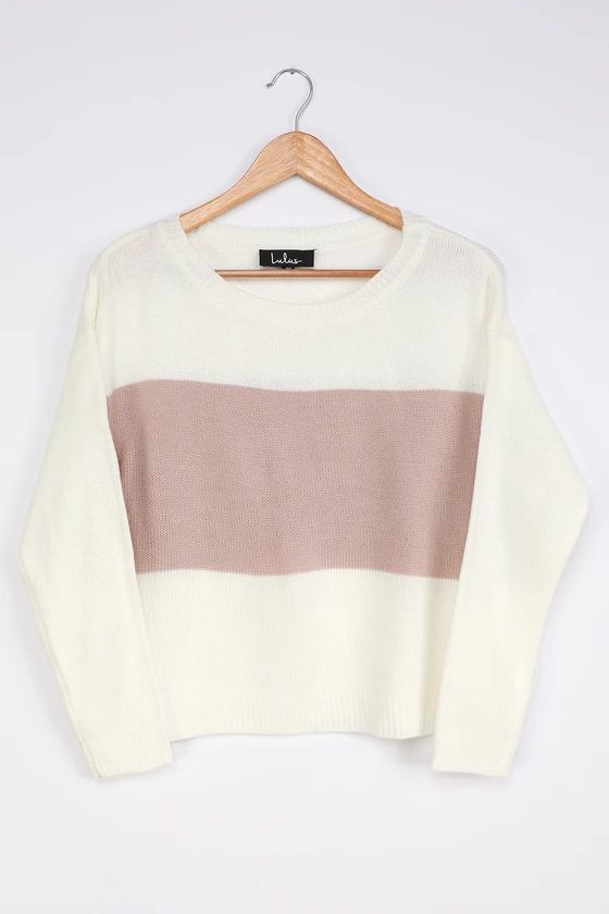 Block to Me Ivory Color Block Pullover Sweater | Lulus (US)