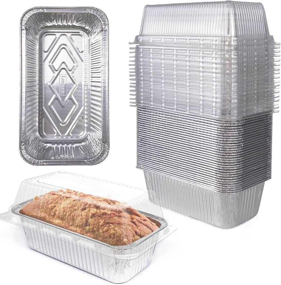 Disposable Loaf Pans With Lids Bakeware Set, 2lb, 30 Pack, 8.5x4.5 Heavy Duty Aluminum Foil Bread... | Amazon (US)