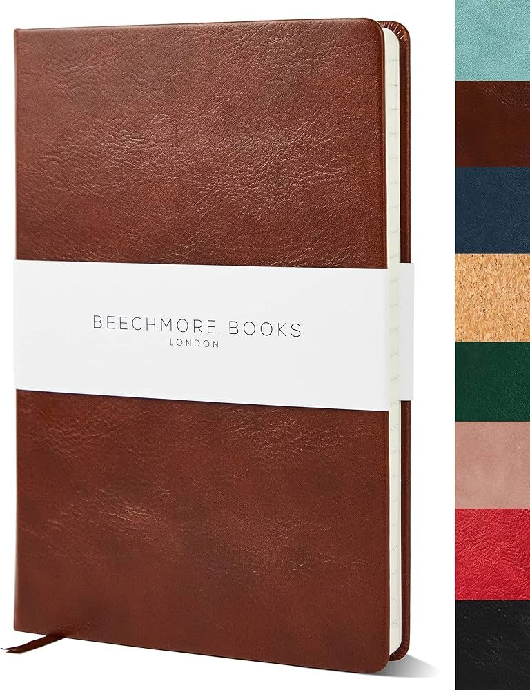 BEECHMORE BOOKS Ruled Notebook - British A5 Journal Large 5.75" x 8.25" Hardcover Vegan Leather, ... | Amazon (US)