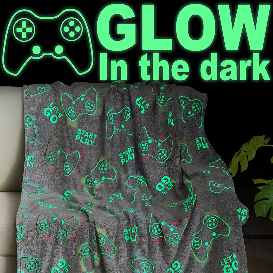 Jekeno Glow in The Dark Gaming Blanket Gamer Game Controller Throw Gift Toys for Kids Boys Teen S... | Amazon (US)