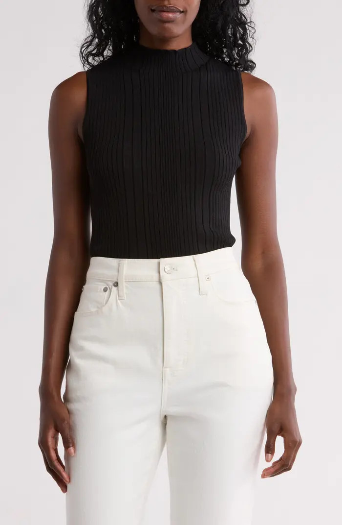 Mock Neck Sleeveless Rib Knit Top | Nordstrom Rack