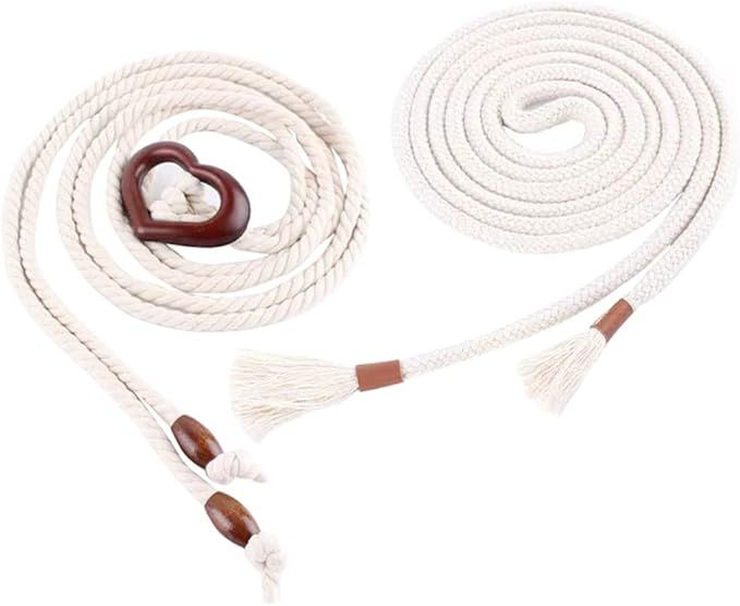 NONGFUGE 2 PCS Simple White Natural Cotton long Waist Rope Tie Belt Medieval Plus Size For Girl W... | Amazon (US)