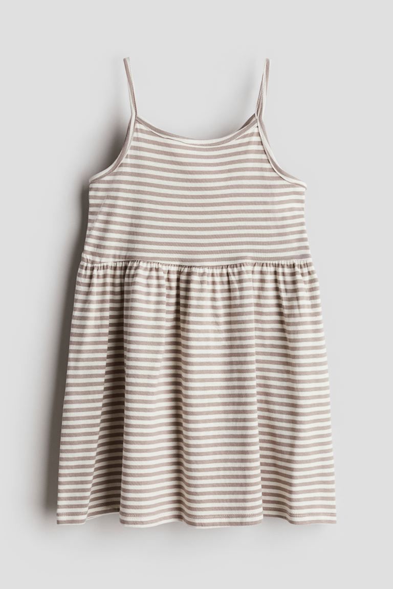Cotton Jersey Dress - Taupe/striped - Kids | H&M US | H&M (US + CA)