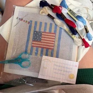 Coastal American Flag Beginner Hand-painted Canvas Needlepoint Kit - Etsy | Etsy (Global)
