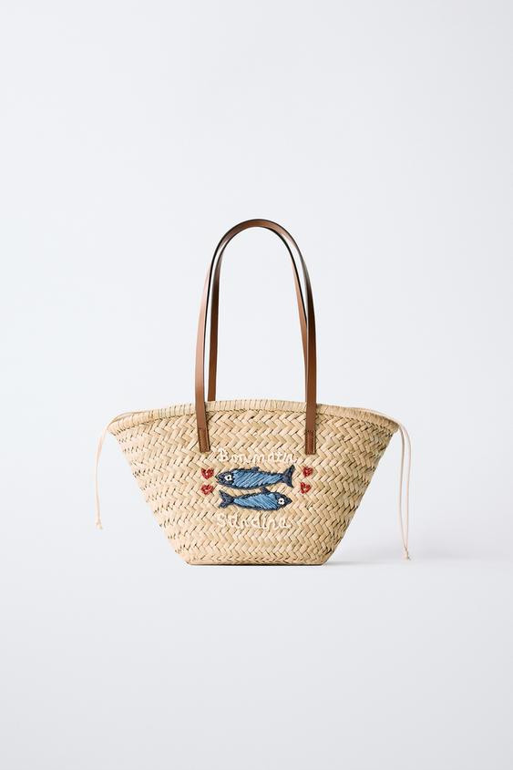 FISH RAFFIA TOTE BAG | Zara US