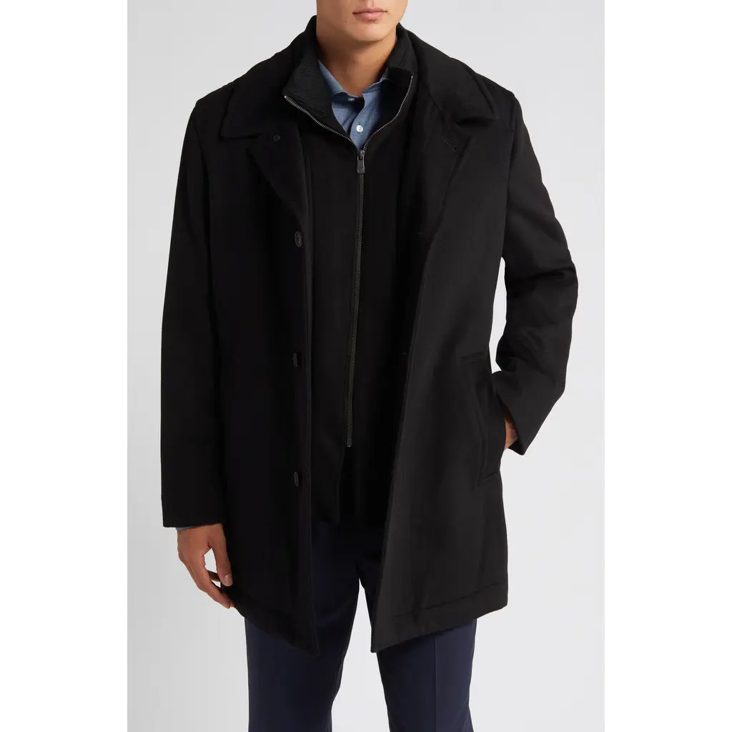 Hart Schaffner Marx MacBeth Wool Blend Coat with Bib in Black at Nordstrom, Size Xx-Large | Nordstrom
