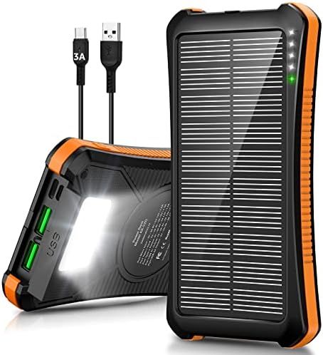 Portable Charger 20000mAh Power Bank Fast Charging PD 18W Solar Charger with 3A USB-C Cable Slim ... | Amazon (US)