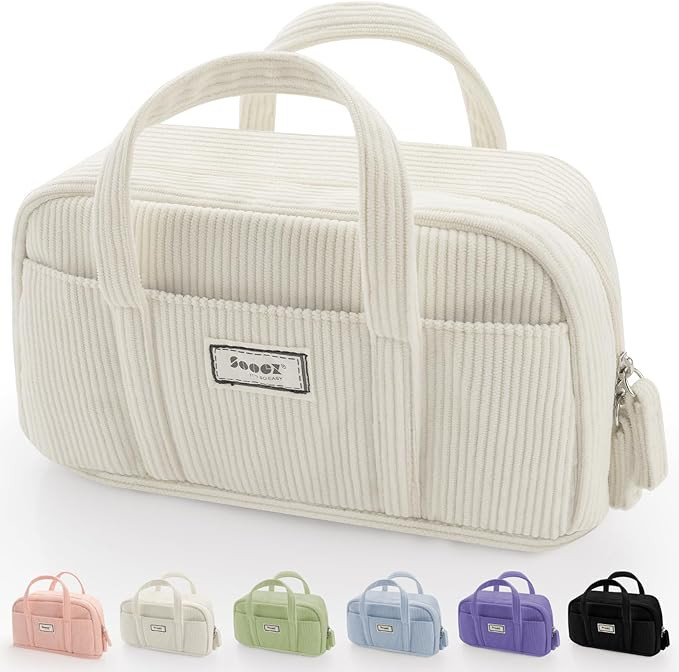 Sooez Large Pencil Case Pouch, Extra Big Pencil Bag with 5 Compartments, Pen Bag Wide Opening, So... | Amazon (US)