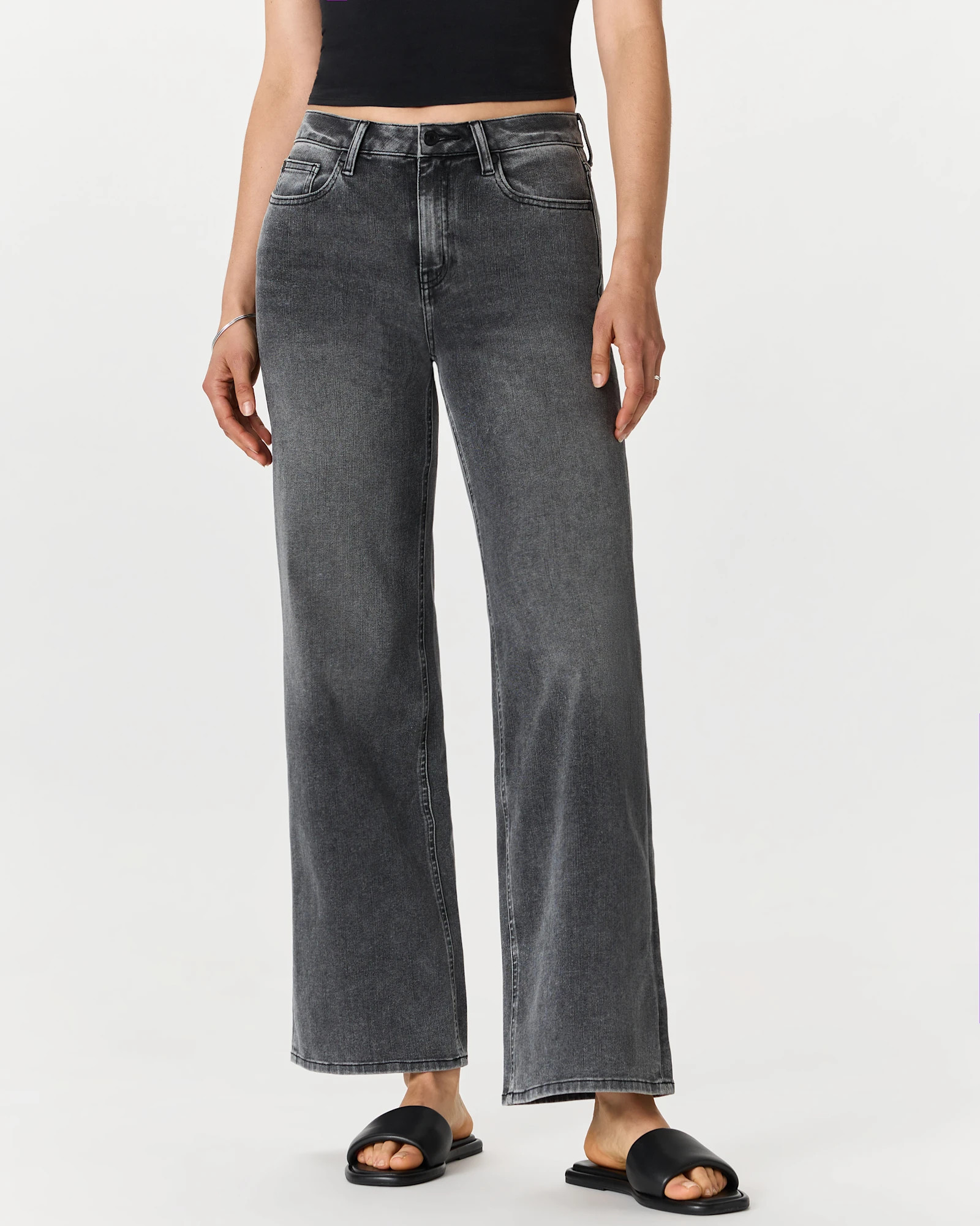 Quince | Women's Stretch High Rise Wide Leg Jeans in Dark Wash, Size 26, Organic Cotton | Quince