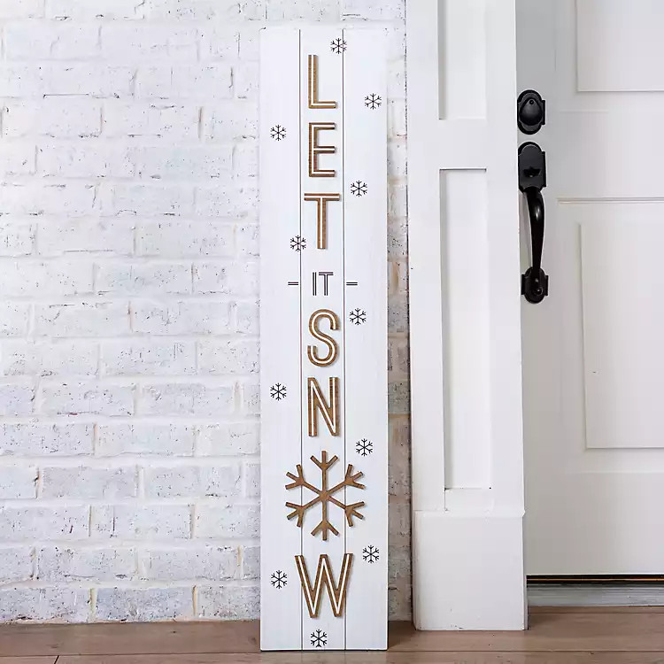 White Let It Snow Christmas Porch Board | Kirkland's Home