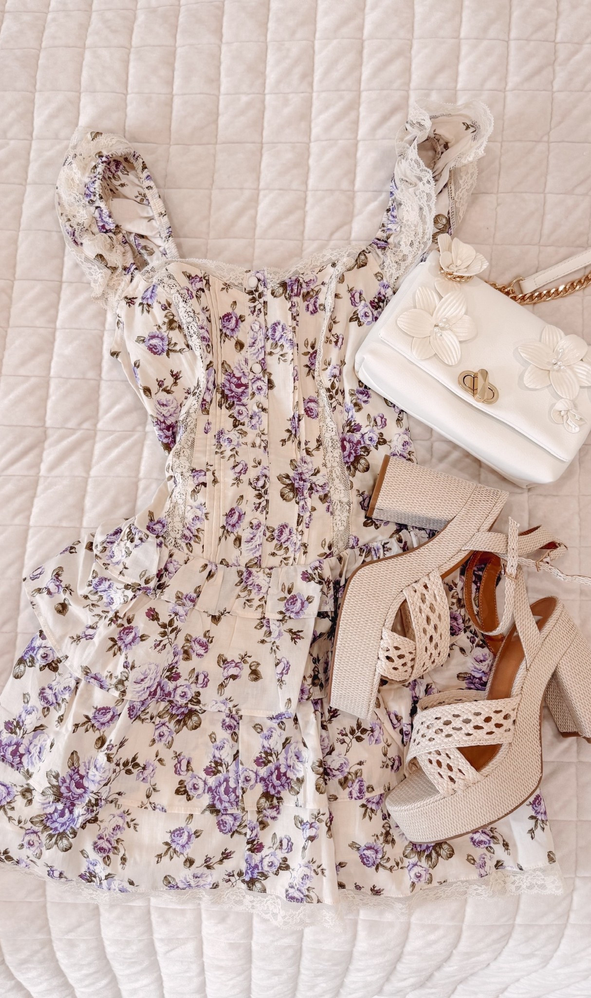 Cutest floral corset dress from Macys!! 

Seasonal spring summer purple floral heels bag 

#LTKSeasonal #LTKgrwm #LTKootd