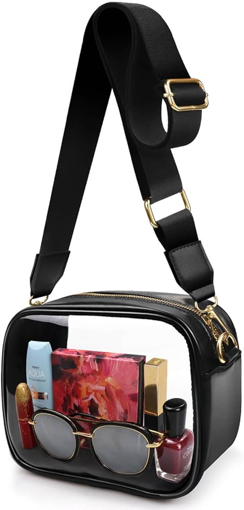 COROMAY Clear Bag Stadium Approved, Clear Crossbody Purse Bag with Adjustable Strap, Leather Clea... | Amazon (US)