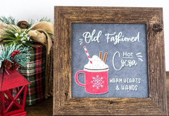 Old Fashioned Hot Cocoa/Warm Hearts and Hands/Hot Chocolate Sign 8x8" | Etsy (US)