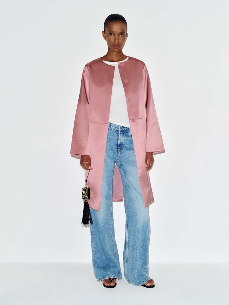 Stella Satin Coat | Reformation (Global)