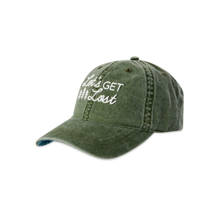 Time and Tru Women's Sea Turtle Embroidered Let’s Get Lost Washed Cotton Twill Baseball Hat Sea... | Walmart (US)