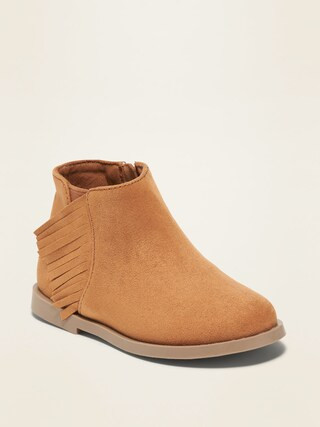 Faux-Suede Side-Fringe Booties for Toddler Girls | Old Navy (US)