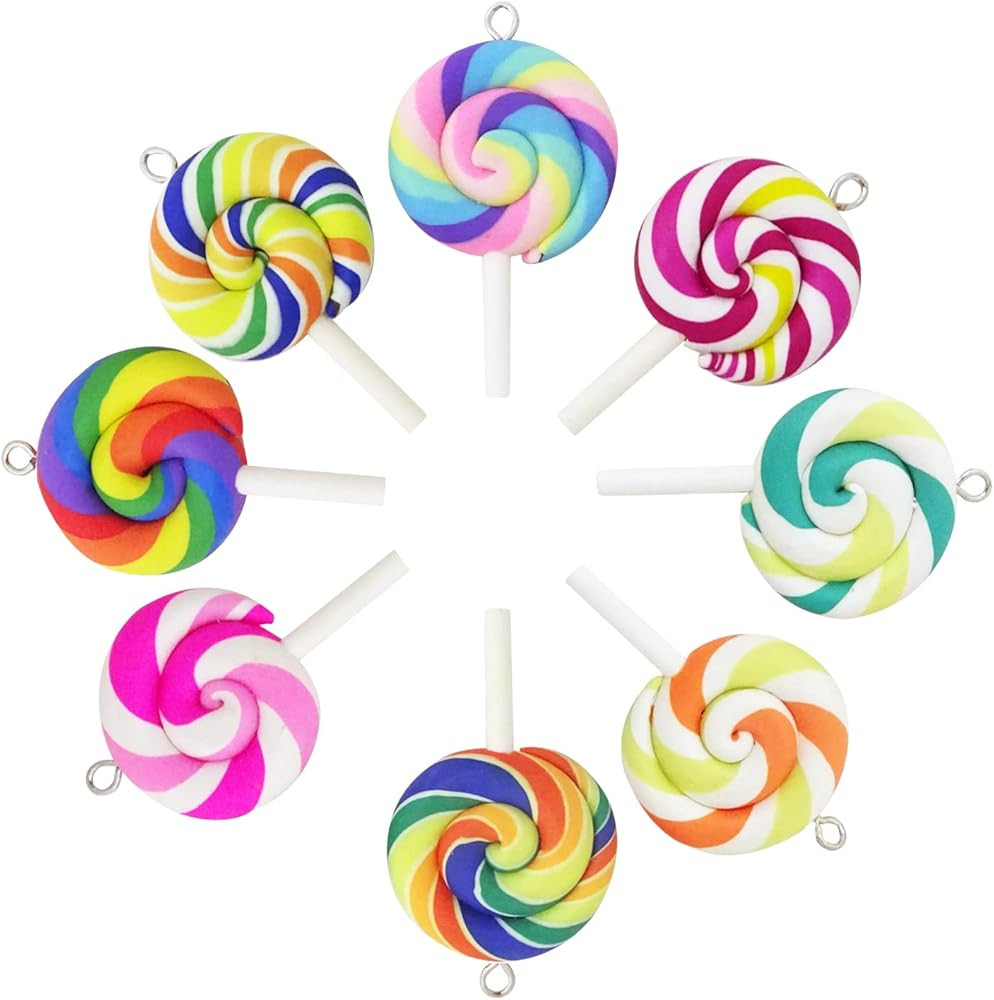 Honbay 8PCS Colorful Polymer Clay Lollipops Charms Pendant Candy Pendant for Earrings Bracelets N... | Amazon (CA)