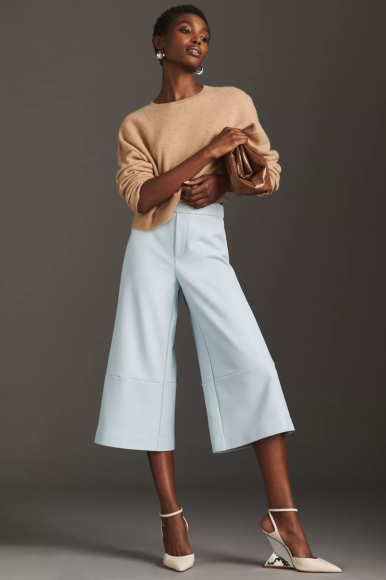 Maeve Faux Leather Cropped Wide-Leg Pants | Anthropologie (US)