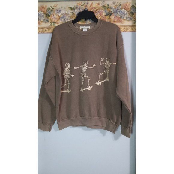Project Source T Urban Outfitters S/M Skate Skeleton Brown Fleece Oversized Top | Poshmark