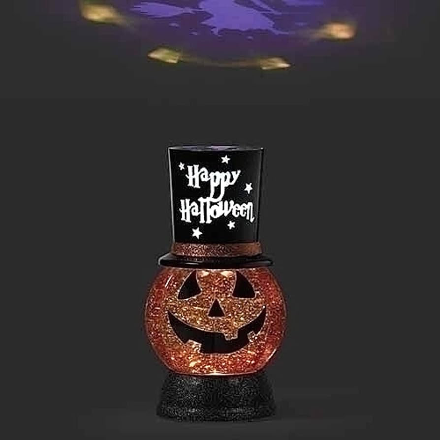 Lighted Water Jack-O-Lantern with Witch Projection Hat and Swirling Glitter, Festive Fall Décor,... | Amazon (US)