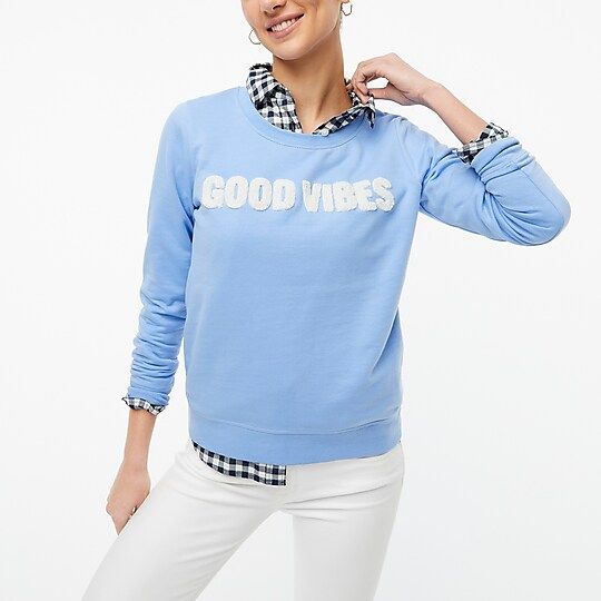 "Good vibes" sweatshirt | J.Crew Factory