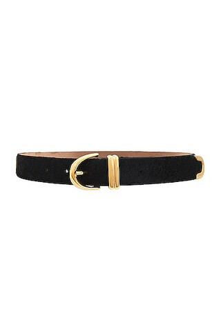 KHAITE Bambi Skinny Gold Hardware Belt in Black | FWRD 