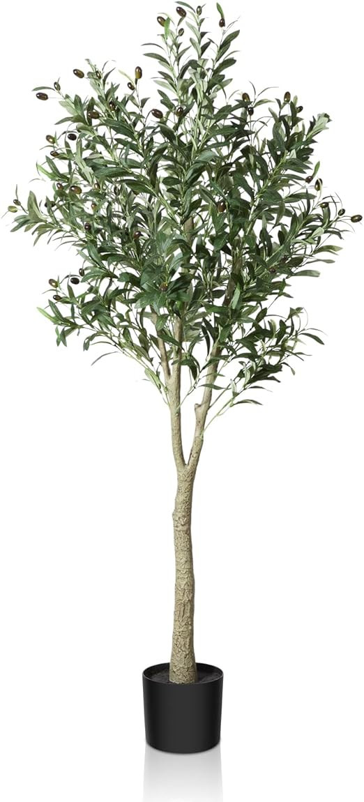 CROSOFMI Artificial Olive Tree Plant 5 Feet Fake Topiary Silk Tree, Perfect Faux Plants in Pot fo... | Amazon (US)