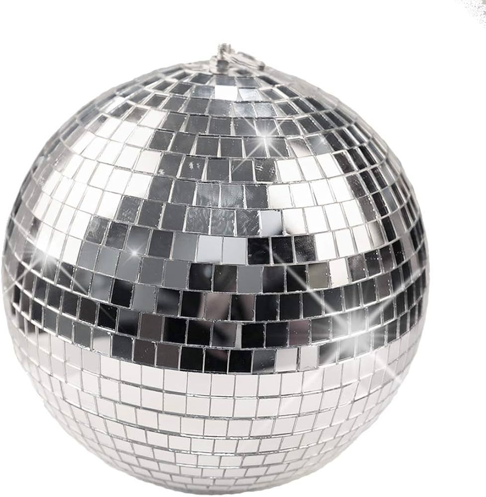 Boshen 10" Disco Mirror Ball with Hanging Ring Silver Party Disco Ball Light for Party Xmas DJ St... | Amazon (US)