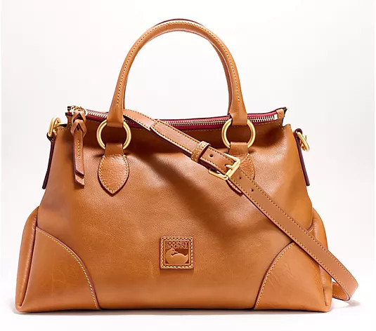 Dooney & Bourke Florentine Leather Large Satchel w Crossbody Strap | QVC