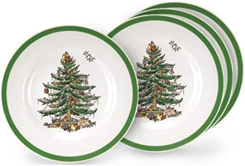 Spode Christmas Tree 10" Dinner Plate Set Of 4 - Holiday Design Dinnerware | Amazon (US)