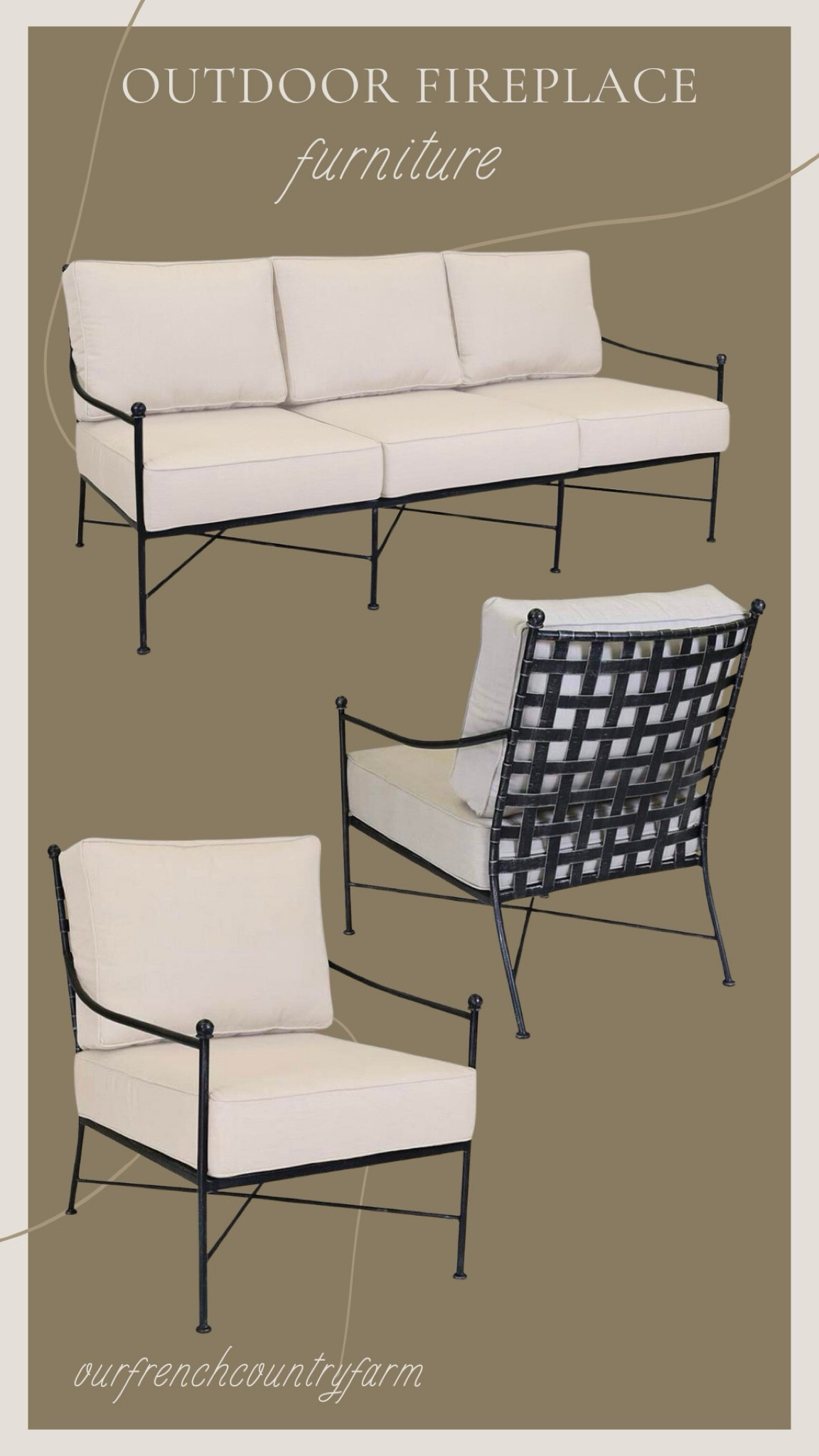 My new outdoor sofa and armchairs for the outdoor fireplace!  The metal is stunning and they are SO comfortable!  Sunbrella cushions that will last!

#LTKhome #LTKfamily