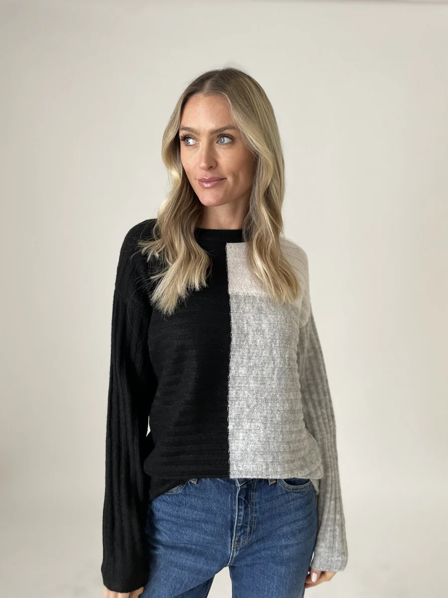 joanna sweater [black/heather grey] | Six fifty clothing