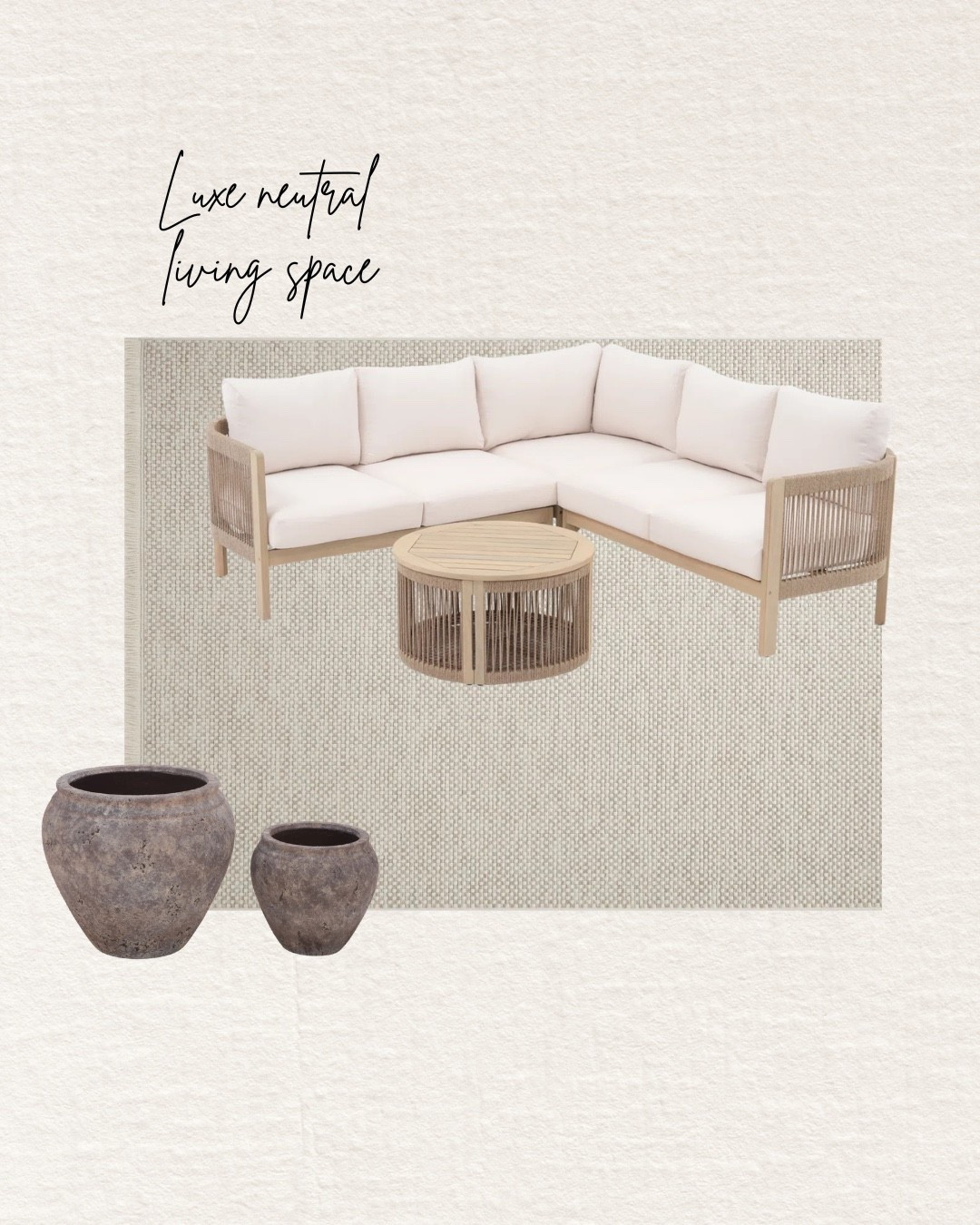 #ad the first curved rope back sectional I’ve found!!!! On sale at @wayfair right now😍🙌🏻 sellout risk! Also love it styled with this neutral outdoor rug & textured planters!!!  #wayfair #wayfairpartner #wishyouwerehere #outdoor

#LTKHome #LTKSaleAlert #LTKSeasonal