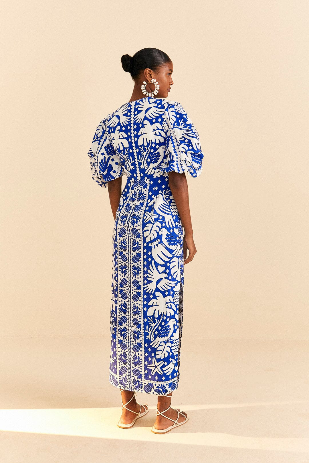Navy Blue Jungle Scarf Midi Dress | FarmRio (US)