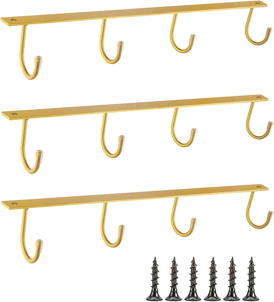 Mug Hanger Under Cabinet 3 Pcs Iron Mug Rack Wall Mounted Coffee Cup Rack Mug Storage Organizer f... | Amazon (US)