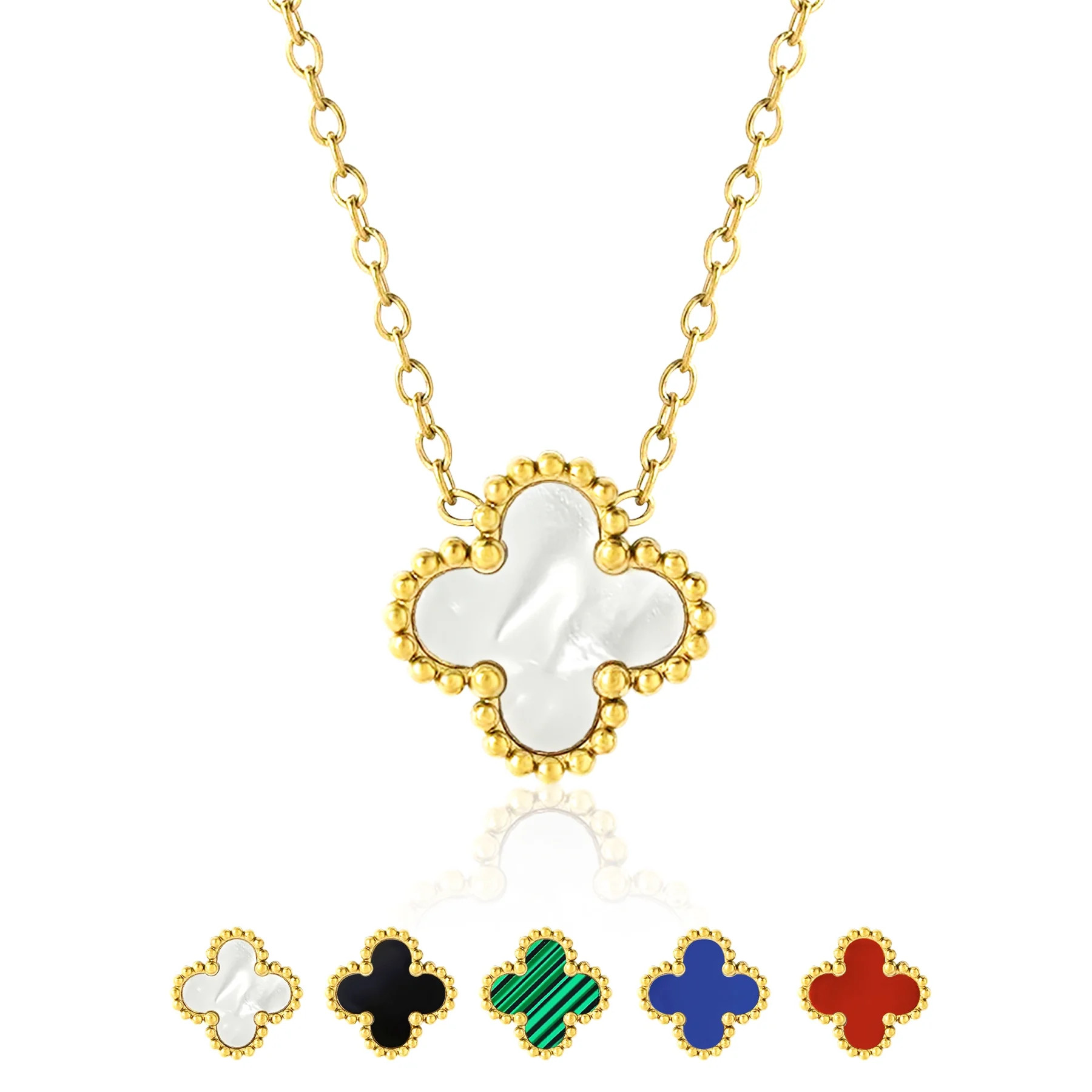 JeenMata White Flower Pendant Necklace in Yellow Gold Plated | Walmart (US)