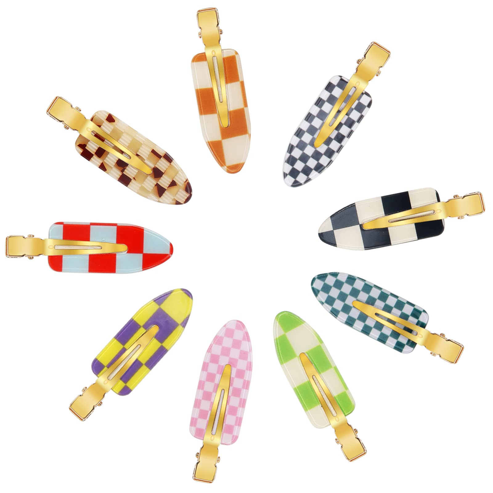 9PCS No Bend Hair Clips, Checkerboard No Crease Curl Pins, Acrylic Resin Flat Styling, Colorful B... | Amazon (US)