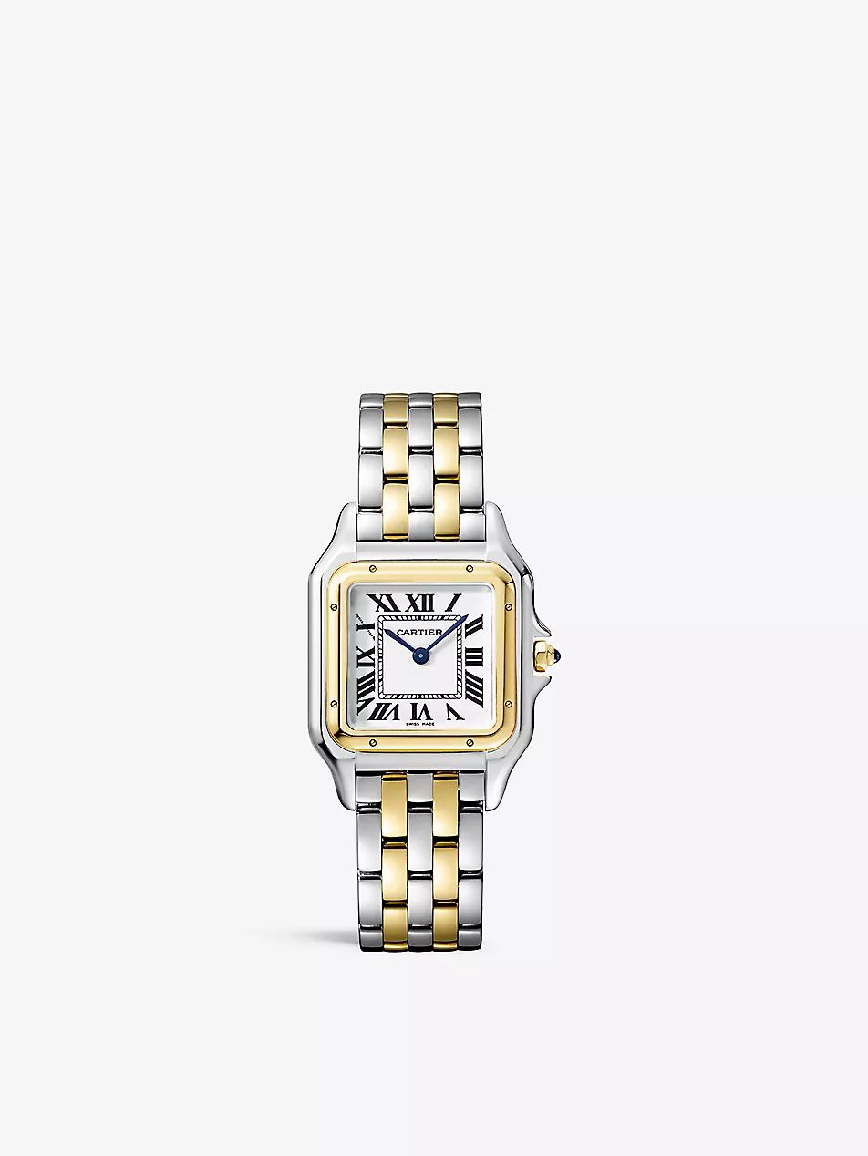 Panthère de Cartier medium 18ct yellow-gold and stainless steel watch | Selfridges
