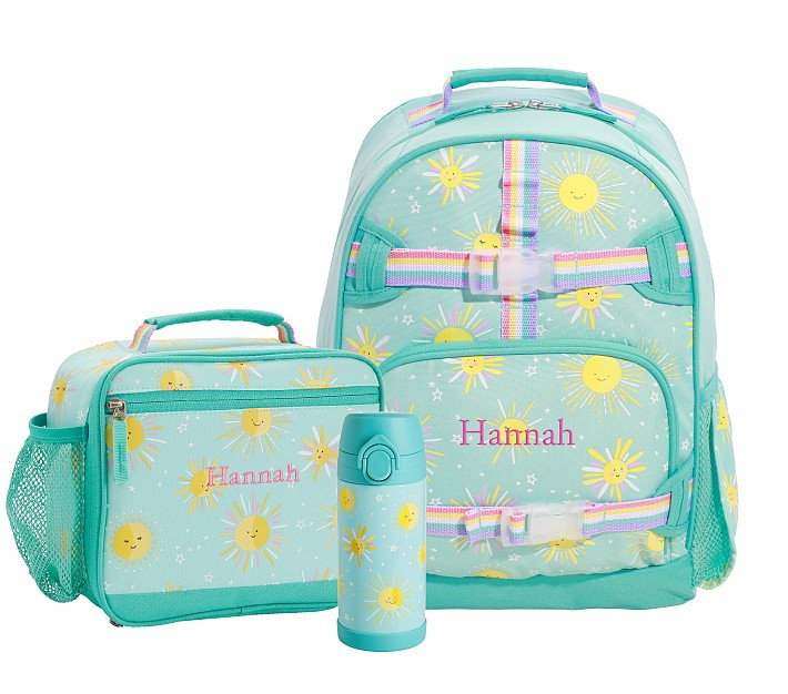 Mackenzie Aqua Sunshine Glow-in-the-Dark Backpack & Lunch Bundle, Set of 3 | Pottery Barn Kids