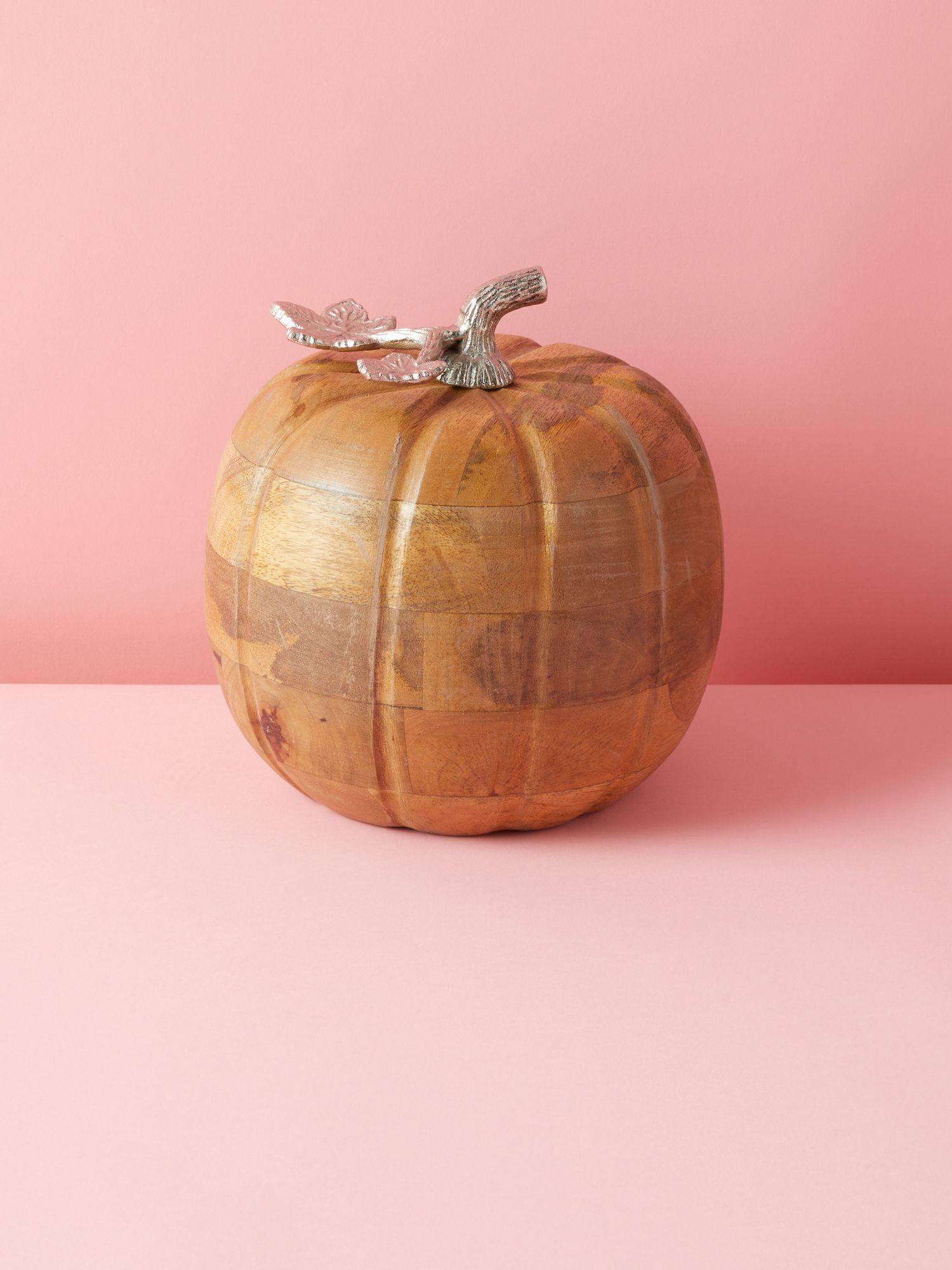 8in Wood Pumpkin With Metal Stem | HomeGoods